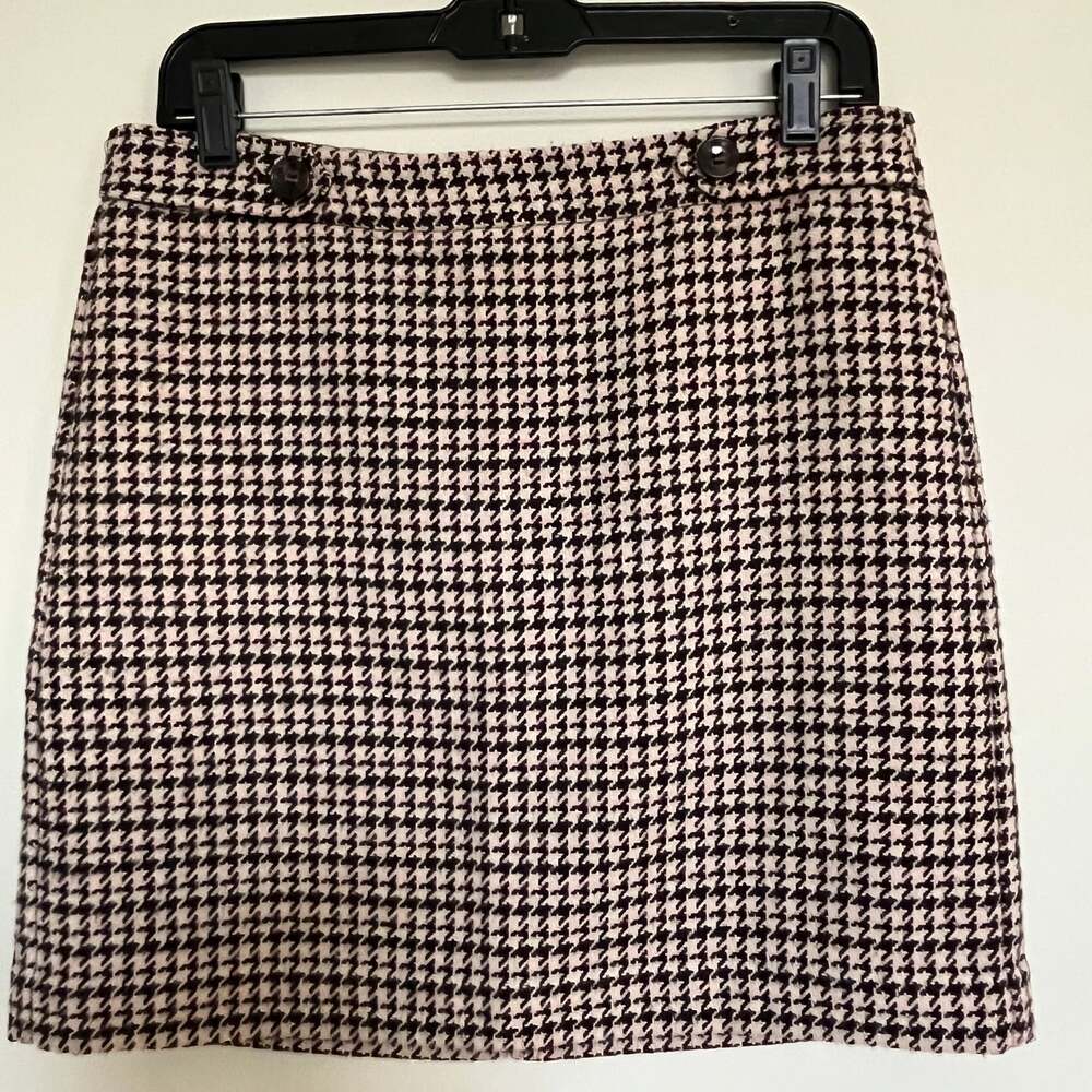 Ann Taylor Loft‎ Houndstooth Wool Blend Mini Skirt